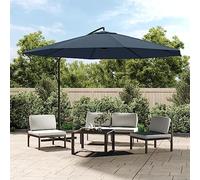 Holamys Parasol déporté de 3,5 m - Bleu - Protection UV - En polyester - Avec manivelle - Coupe-vent - Pour jardin, piscine et balcon