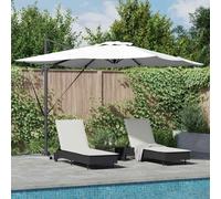 Holamys Parasol sable, 286 x 284 x 270 cm, aluminium polyester, parasol déporté, rotatif à 360 °, avec manivelle, protection UV, pour jardin, terrasse, piscine