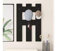 Holamys Porte-manteau mural, aspect chêne, noir, 65 x 3 x 100 cm, avec crochets, en bois robuste, peu encombrant, pour couloir, entrée, vestiaire