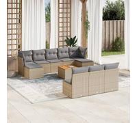 Holamys Salon de Jardin Modulable 11 pcs, Résine Tressée Mélange Beige, Acier Enduit, avec Coussins Gris Clair, Meuble Extérieur Durable pour Terrasse, Patio