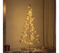 Holamys Sapin de Noël en bois marron 180 cm bambou avec support en pin solide pour décoration festive dans le salon et l'extérieur Montage durable et facile