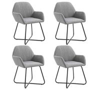 Holamys Sillas de Comedor Lot de 4 chaises de salle à manger en tissu gris clair, robustes avec accoudoirs, rembourrées modernes pour salle à manger, salon, pieds en acier robuste, confortables
