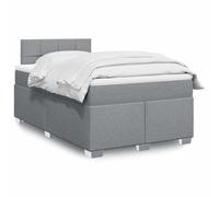 Holamys Sommier à Lattes de Lit 120x190 cm Gris Clair, Tissu Polyester Durable avec Tête de Lit Rembourrée, Matelas à Ressorts Ensachés et Surmatelas Confortable pour Chambre
