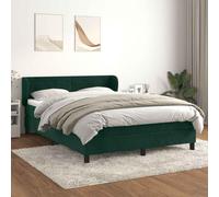 Holamys Sommier à Lattes de Lit 140x200cm en Velours Vert Foncé avec Tête de Lit Réglable, Matelas à Ressorts Ensachés et Surmatelas Confortable, Ensemble Complet pour Chambre