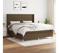 Holamys Sommier à Lattes de Lit 160x200 cm Marron Foncé avec Matelas à Ressorts Ensachés, Tête de Lit Réglable, Cadre Robuste en Bois, Ensemble Complet pour Chambre