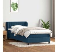 Holamys Sommier à Lattes de Lit 80x220 cm en Velours Bleu Foncé avec Matelas à Ressorts Ensachés, Surmatelas Confortable et Tête de Lit Réglable pour Chambre