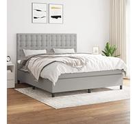 Holamys Sommier à Lattes de Lit avec Matelas et Tête de Lit Réglable, Gris Clair, Tissu Durable, 180x200cm, Support Moyen-Dur, Ensemble Complet pour Chambre
