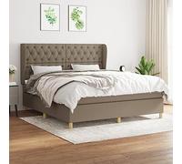 Holamys Sommier à Lattes de Lit avec Matelas Taupe 160x200 cm, Tissu Durable, Tête de Lit Réglable, Ressorts Ensachés, Support Moyen-Dur, Ensemble Complet pour Chambre