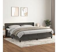 Holamys Sommier à Lattes de Lit et Matelas Gris Foncé 200x200cm, Velours Doux, Tête de Lit Réglable, Confort Supérieur pour Chambre à Coucher