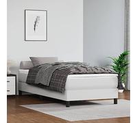 Holamys Sommier à Lattes Lit Blanc 80x200 cm avec Matelas et Surmatelas, Similicuir Durable, Ressorts Ensachés, Support Moyen-Dur pour Chambre
