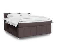 Holamys Sommier à Lattes Lit Double 180x200 cm Marron Foncé avec Matelas à Ressorts Ensachés, Surmatelas Confortable, Éclairage LED Ambiant, Cadre Robuste en Tissu Polyester