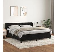 Holamys Sommier à Lattes Lit et Matelas 160x200 cm Noir Velours, Tête de Lit Réglable, Matelas Ressorts Ensachés, Support Moyen-Dur, Ensemble Complet Chambre