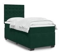 Holamys Sommier à Lattes Lit Matelas Velours Vert Foncé 80x200 cm avec Tête de Lit Réglable, Éclairage LED Ambiance, Surmatelas Confortable