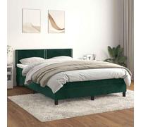 Holamys Sommier à Lattes Lit Velours Vert Foncé 140x190cm avec Tête de Lit Réglable, Matelas à Ressorts Ensachés et Surmatelas Mousse, Ensemble Meuble Chambre