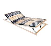 Holamys Sommier à lattes marron 100 x 190 cm en bois de hêtre massif - Tête et pied réglables - 7 zones - Pour un sommeil réparateur