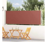 Holamys Store latéral extensible 117 x 600 cm, marron, brise-vue résistant aux UV pour terrasse, balcon, protection contre le vent et le soleil, cadre en acier revêtu par pulvérisation