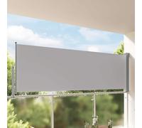 Holamys Store latéral extensible 120 x 300 cm, gris, résistant aux UV, imperméable, pour terrasse et balcon, brise-vue avec retour automatique, fer revêtu par pulvérisation