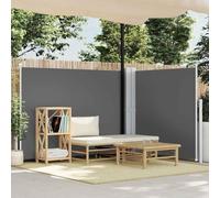 Holamys Store latéral extensible anthracite 140 x 600 cm, double brise-vue pour jardin, terrasse et balcon, protection solaire d'extérieur résistante aux UV avec système de retour automatique