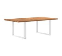 Holamys Table à manger rectangulaire en chêne massif 220 x 120 x 74 cm avec bord d'arbre unique pour salle à manger et cuisine, design durable