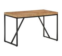 Holamys Table à manger robuste en bois d'acacia massif et de manguier 120 x 60 x 76 cm pour cuisine et salle à manger avec design unique à chevrons