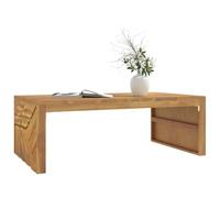 Holamys Table basse 110 x 60 x 38 cm en teck massif rustique avec pieds 3D, robuste pour salon, polyvalente, durable