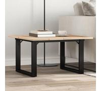 Holamys Table basse 60 x 60 x 40 cm en bois de pin massif, cadre en O en acier, table d'appoint durable pour salon et salle à manger, accent rustique.