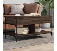 Holamys Table basse marron, aspect chêne, 100 x 50 x 50 cm, en bois, métal, hauteur réglable avec espace de rangement, pour salon, design moderne