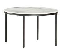 Holamys Table basse ronde blanche et noire Ø 65 cm, plateau en marbre véritable, pieds modernes en acier revêtu par pulvérisation, pour salon, prête à l'emploi