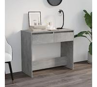 Holamys Table console gris béton 89 x 41 x 76,5 cm, bois dérivé du bois, table d'appoint polyvalente avec 2 tiroirs, table d'appoint polyvalente pour salon, entrée, cabinet de rangement pratique