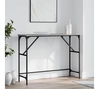 Holamys Table console gris Sonoma 100 x 32 x 75 cm, table d'appoint moderne en bois avec cadre en métal, pieds réglables, pour couloir, salon, entrée, robuste et stable