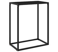 Holamys Table console noire 60 x 35 x 75 cm, plateau en verre trempé, cadre en acier revêtu par pulvérisation, table d'appoint moderne pour salon, couloir, entrée, table de rangement étroite avec
