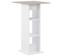 Holamys Table de bar blanche avec plateau de couleur béton, 60 x 60 x 110 cm, élégante table haute pour cuisine et salle à manger, design en bois durable avec étagères pratiques