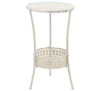 Holamys Table de bistrot ronde blanche vintage en métal robuste pour cuisine et salle à manger 40 x 70 cm avec étagère pratique, idéale pour les dîners agréables.