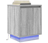 Holamys Table de chevet avec lampes LED Gris Sonoma 38 x 34 x 50 cm Pour chambre à coucher, salon, table d'appoint, console de chevet