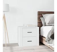 Holamys Table de chevet blanche 50 x 39 x 47 cm, en bois dérivé du bois, armoire d'appoint avec espace de rangement, armoire stable pour chambre à coucher, salon, couloir, armoire de rangement