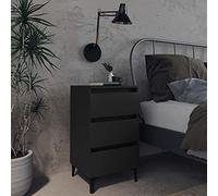 Holamys Table de chevet noire 40 x 35 x 69 cm avec pieds en métal, style industriel, table d'appoint pour chambre à coucher, salon, commode de chevet