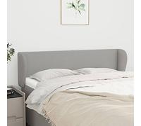 Holamys Tête de lit avec oreilles gris clair, 147 x 23 x 78/88 cm, en tissu rembourré, hauteur réglable, tête de lit robuste, pour chambre à coucher, dossier confortable, housse en polyester durable