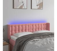 Holamys Tête de lit LED rose 147 x 16 x 78/88 cm en velours, réglable en hauteur, tissu d'ameublement doux, alimentation USB, pour lit de chambre à coucher