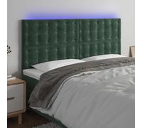Holamys Tête de lit LED, vert foncé, 200 x 5 x 118/128 cm, tissu velours, hauteur réglable, rembourrage, montage mural, pour chambre à coucher, lit, soutien confortable