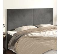 Holamys Tête de lit rembourrée en velours gris foncé, 200 x 5 x 118/128 cm, hauteur réglable, pieds en bois robuste, design élégant pour n'importe quelle chambre, offre un excellent soutien dorsal