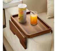 HOLANA Plateau d'accoudoir de canapé en bois d'acacia - 34,9 x 24,1 cm à double charnière - Acacia, 34,9 x 24,1 cm (l x L x H)