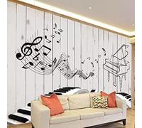 HOLAR Papier Peint Panoramique Planches Notes De Musique Piano Noir 3D Poster Mural pour Salon Chambre Décoration Murale
