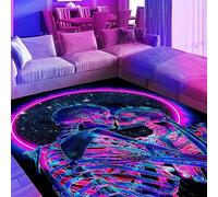 HOLAVADA Grand tapis antidérapant et lumineux, motif tête de mort s'embrassant, fluorescent et réactif aux UV, pour chambre à coucher, 120 x 180 cm