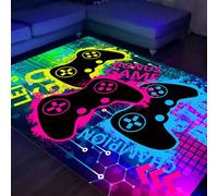 HOLAVIDA Tapis de Jeu Néon, Tapis de Contrôleur de Jeu 3D, Antidérapant, Fluorescent, Lumineux，Moquette de Gaming Qui Brille dans Le Noir pour Salle de Jeu des Enfants, 180x120cm
