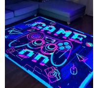 HOLAVIDA Tapis de Jeu Néon, Tapis de Contrôleur de Jeu 3D, Antidérapant, Fluorescent, Lumineux，Moquette de Gaming Qui Brille dans Le Noir pour Salle de Jeu des Enfants, 180x120cm