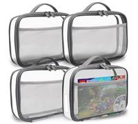 holay Lot of 4 PVC storage bags with zipper for toys, plasticine and board games - with nominal label and pocket for manual (Gris, Petit)