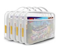 holay Lot of 4 PVC storage bags with zipper for toys, plasticine and board games - with nominal label and pocket for manual (Blanc, Grand)