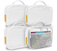 holay Lot of 4 PVC storage bags with zipper for toys, plasticine and board games - with nominal label and pocket for manual (Blanc, Petit)