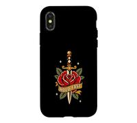 Hold Fast Dagger Rose Traditional Tattoo Flash Old Ink Coque pour iPhone X/XS