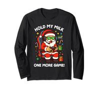 Hold My Milk Un Autre Jeu Funny Santa Gamer Christmas Manche Longue